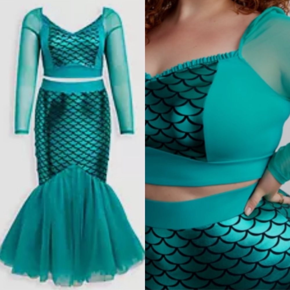 Torrid Halloween Costume Mesh Two Piece Mermaid Tulle Dress Skirt 1X 14-16 - Picture 1 of 8